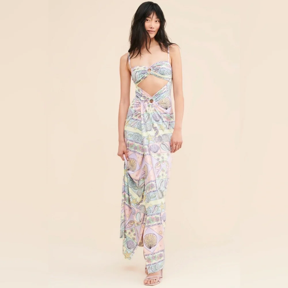 Oceanus Zoe Cutout Dress Maxi Colorful with cutouts and slit Medium - Picture 2 of 16